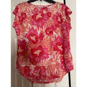 Sigrid Olsen Floral Print Linen Top